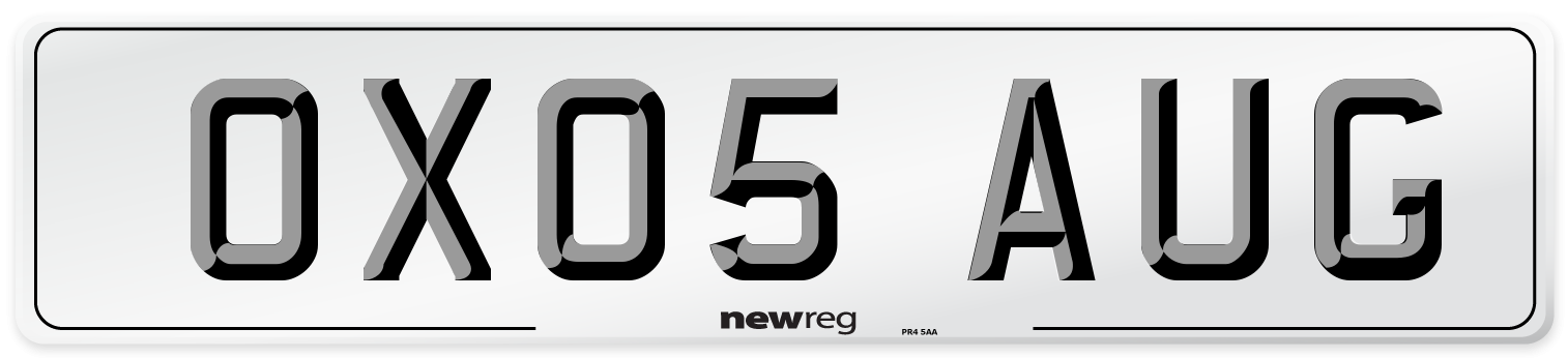 OX05 AUG Number Plate from New Reg